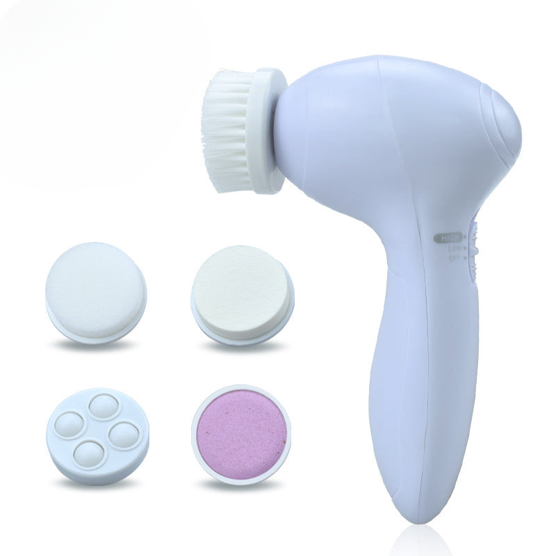 Cross-border electric five-in-one cleansing instrument face brush multi-function rotary beauty instrument pore cleaner facial machine