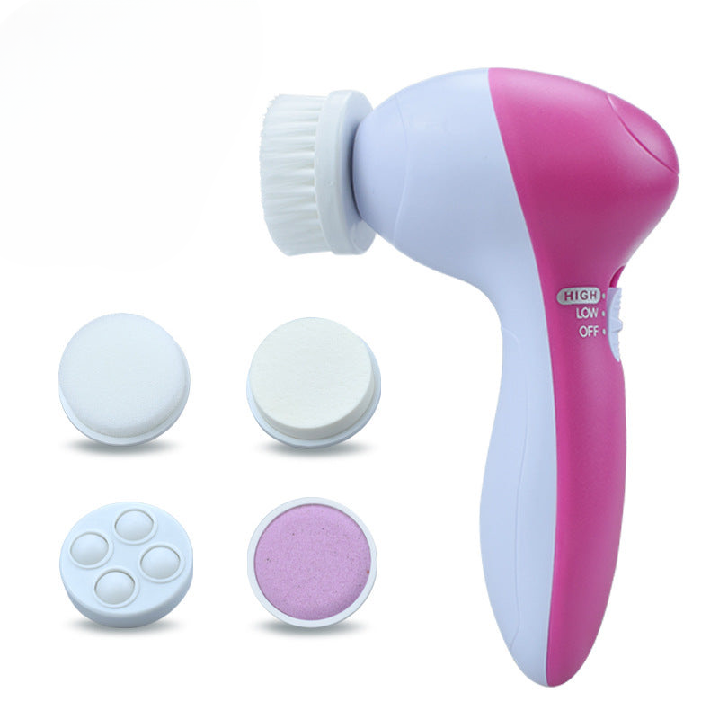 Cross-border electric five-in-one cleansing instrument face brush multi-function rotary beauty instrument pore cleaner facial machine