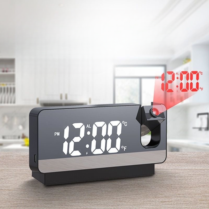 Full-function projection alarm clock smart new creative luminous clock bedroom large screen digital projection wall clock ceiling