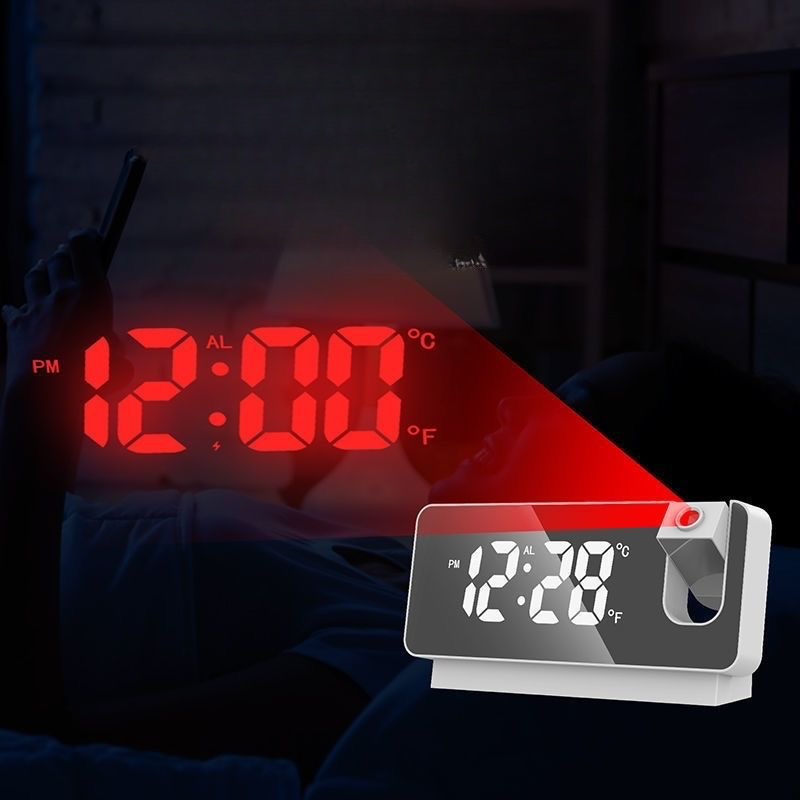 Full-function projection alarm clock smart new creative luminous clock bedroom large screen digital projection wall clock ceiling