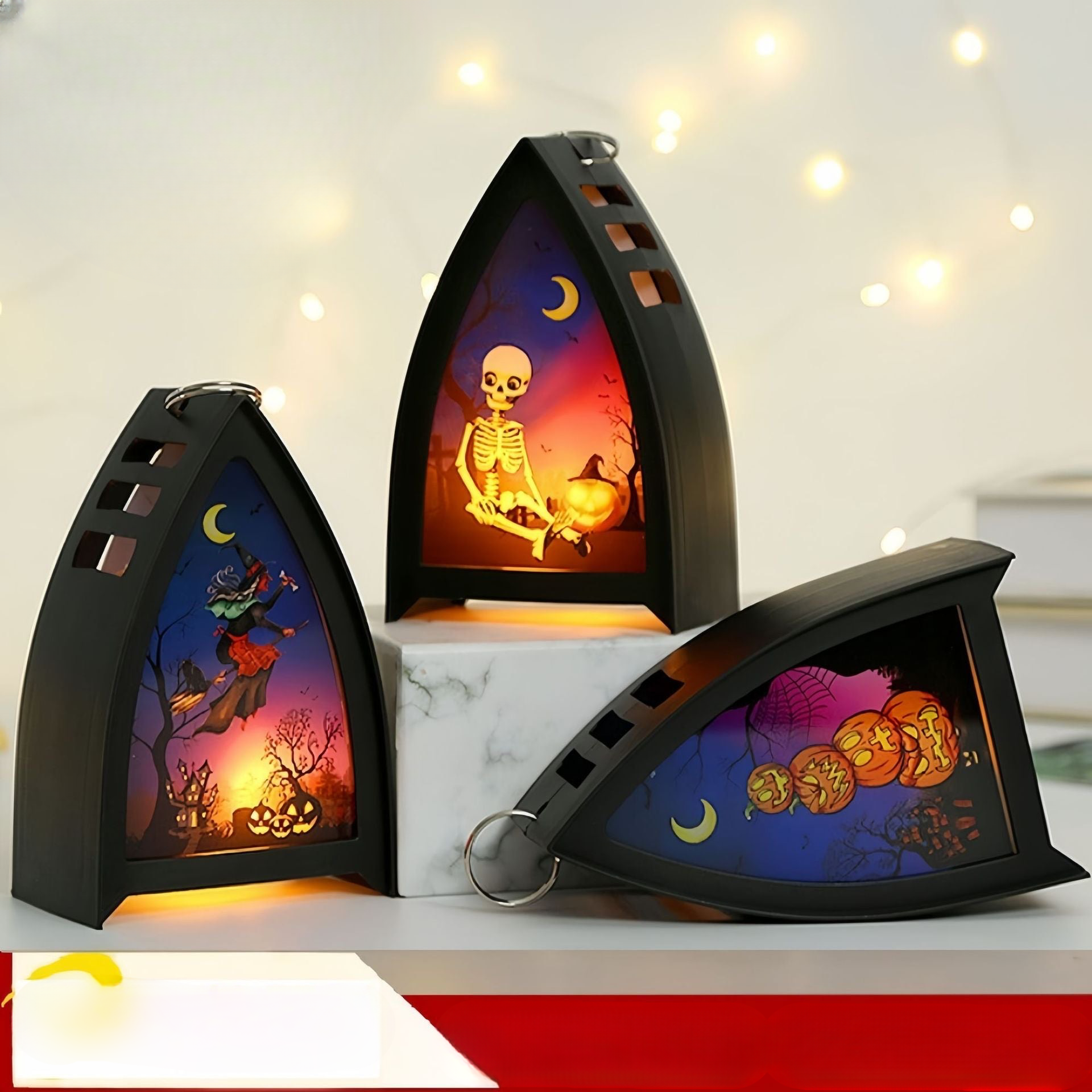 Halloween wind lantern candle holder Ghost Festival horror decoration props LED electronic candle lamp pumpkin lamp skull ornaments