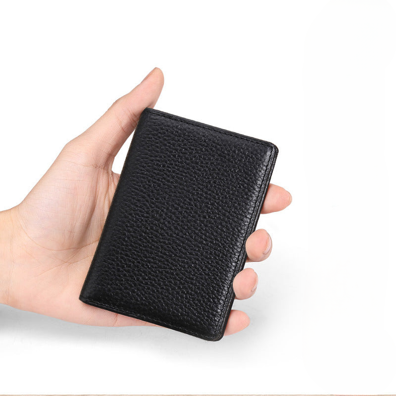 Men's genuine leather card holder custom lychee grain top layer cowhide credit card holder anti-magnetic RFID custom made 8106