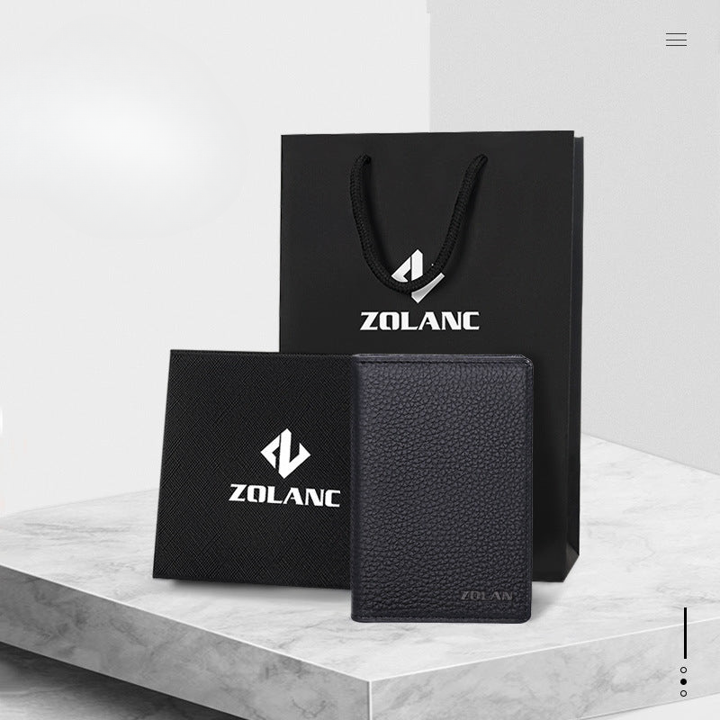 Men's genuine leather card holder custom lychee grain top layer cowhide credit card holder anti-magnetic RFID custom made 8106