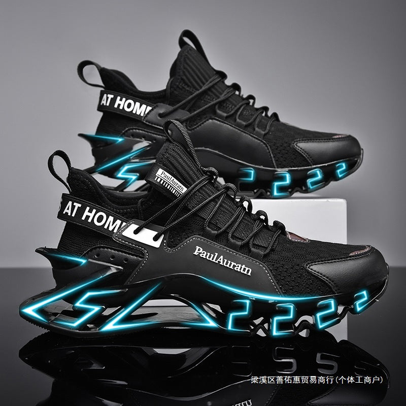 Sports men's black autumn and winter running shoes ultra-light shock-absorbing running mesh shoes casual autumn blade sports trendy shoes