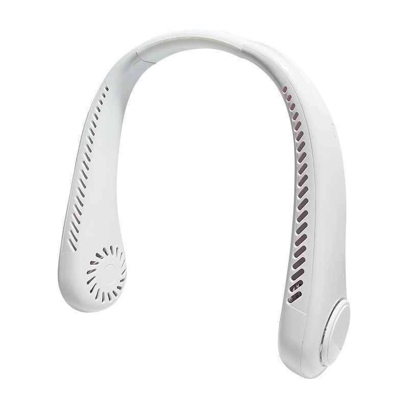 Cross-border new leafless neck hanging fan USB charging portable lazy number display sports folding mini electric fan
