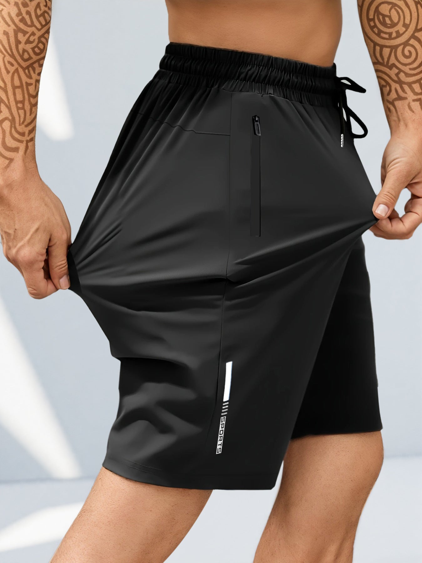 Cross-border ice silk casual shorts men's summer thin stretch quick-drying pants men's large size loose sports shorts