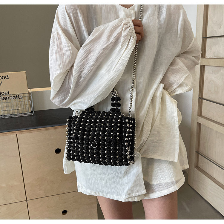 European and American fashion beaded handbags for women new cross-border high-quality hand-woven shoulder messenger bag