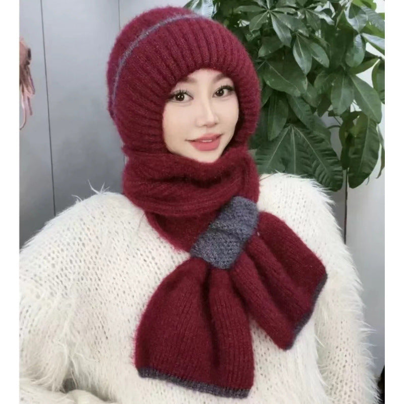 Women's winter hats, new style hats, scarves, integrated snow hats, plush and thickened wool hats, buckle earmuffs, knitted hats