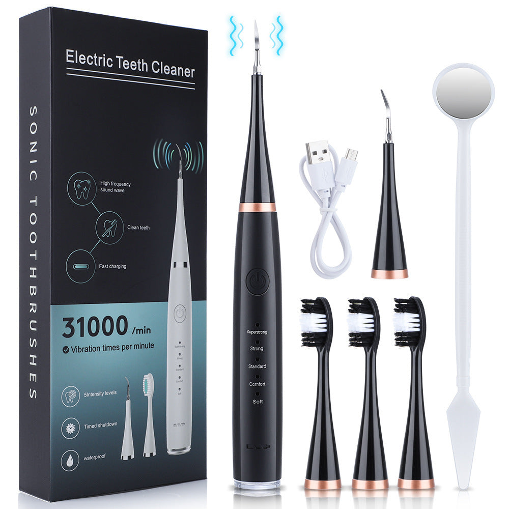 Cross-border 5-speed high-frequency vibration tooth cleaner USB electric toothbrush tooth cleaner to remove stains and calculus set tooth cleaner