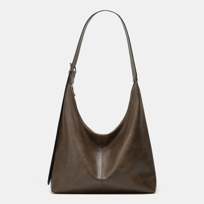 Commuter retro classic large capacity tote bag new student PU texture all-match shoulder crossbody bag ladies bag