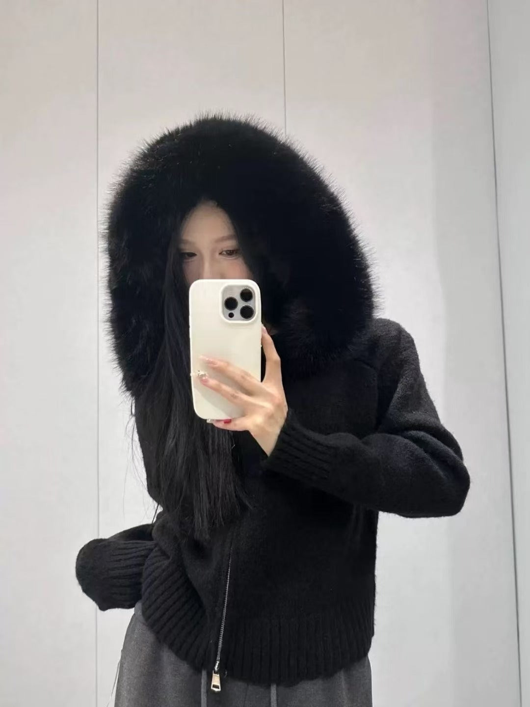 Cross-border Korean retro autumn and winter knitted cardigan women's loose casual versatile long-sleeved fur collar hooded sweater jacket women
