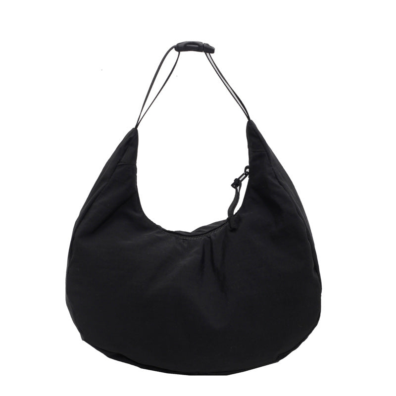 Korean style lightweight casual dumpling bag women's solid color simple crescent handbag commuting literary shoulder messenger bag