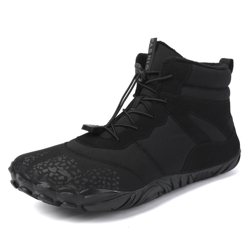 Cross-border new winter cotton boots men's casual barefoot cotton shoes women's plus velvet thickened snow boots couple warm hiking shoes