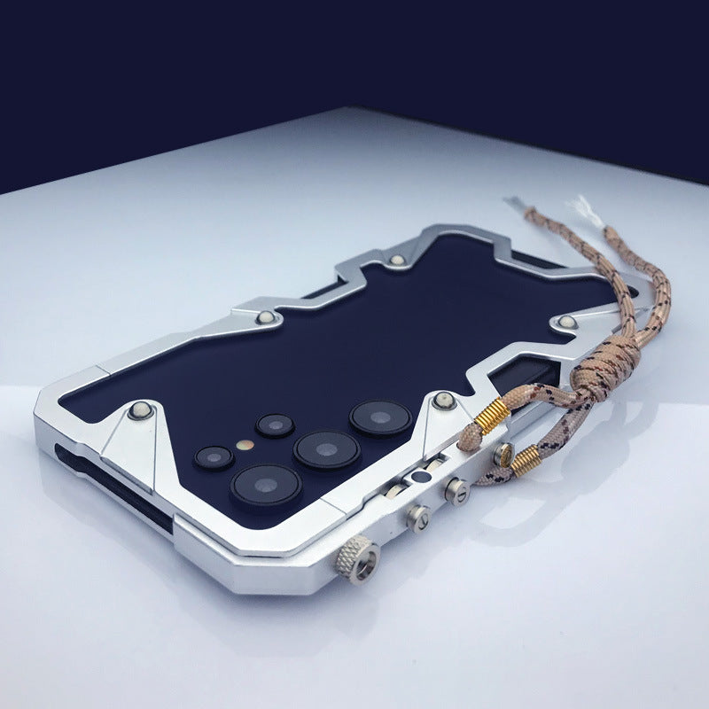 Suitable for Samsung S24Ultra/s25u metal frame mobile phone case Note20ultra anti-fall heat dissipation mechanical arm
