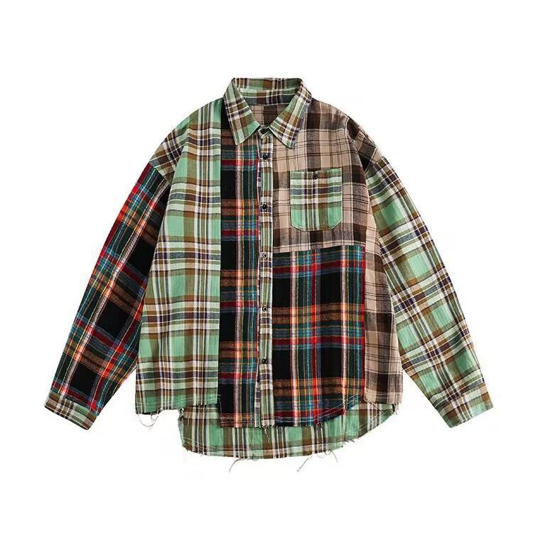 Japanese retro plaid shirt women's spring and autumn style design niche shirt jacket loose casual long-sleeved top trend