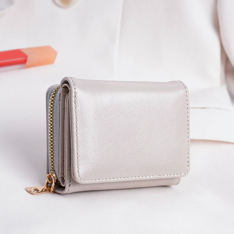 Credit card ID card cash wallet women's wallet small wallet short wallet card holder zipper wallet multi-layer trifold