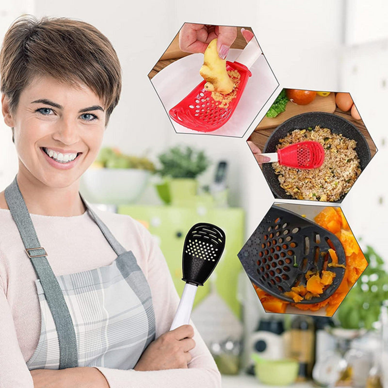 Grinding cooking spoon, mashing and draining spoon, ginger and garlic grinding spoon, egg beater, potato mashing spoon, cooking shovel