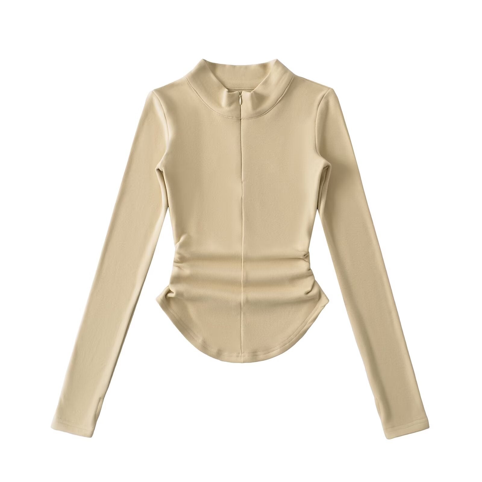 2025 Spring and Autumn Korean version of German velvet half-zip long-sleeved casual versatile tight-fitting warm bottoming shirt ins top