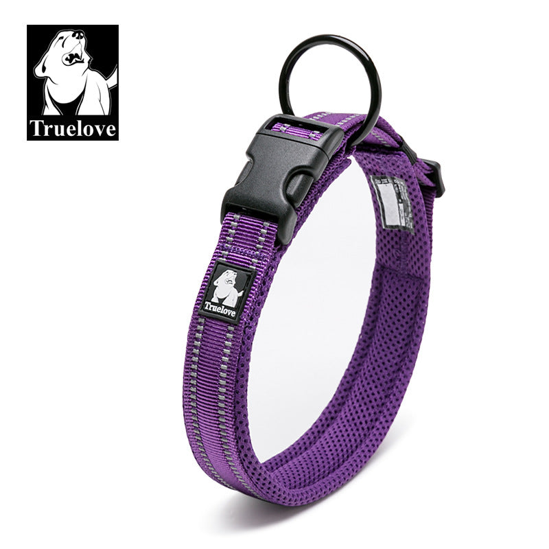Truelove Pet Dog Collar Traction Adjustable Reflective Breathable Soft Mesh Foreign Trade Cross-border Amazon