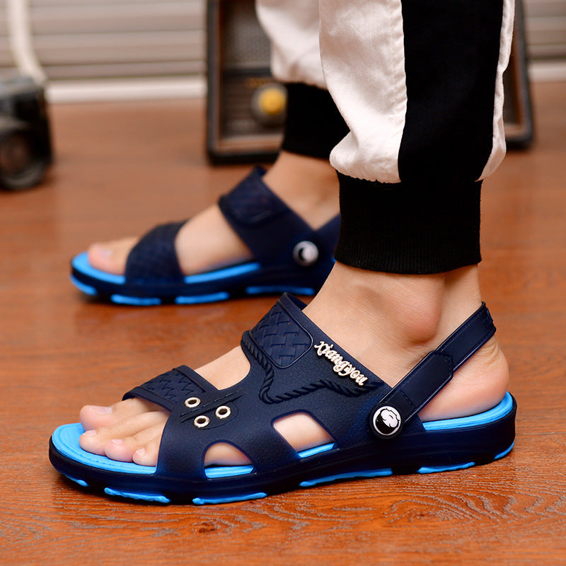 Men's sandals, slippers, men's flip flops, new summer dual-use bathroom sandals, non-slip hole beach shoes
