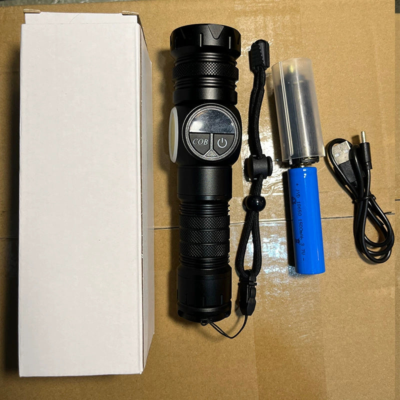 Cross-border P70 high-intensity flashlight outdoor waterproof USB rechargeable telescopic zoom high-power LED flashlight