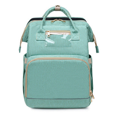 Factory cross-border new upgraded folding bed mommy bag portable multi-functional double-shoulder mother backpack mother and baby bag bed