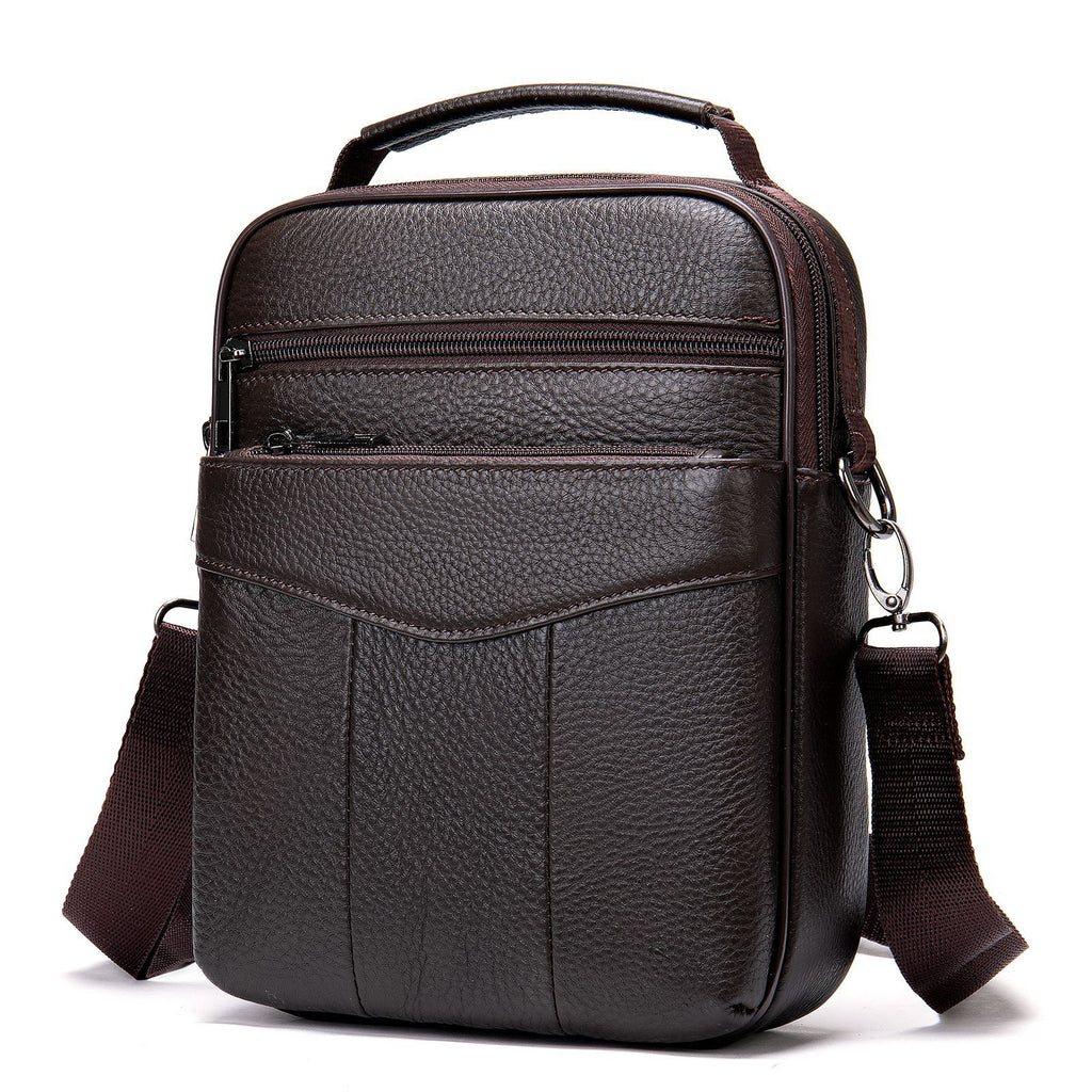 Foreign trade shoulder bag men's genuine leather messenger bag first layer cowhide casual small bag business bag vertical bag trendy