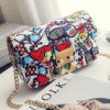 New fashion printed small square bag graffiti women's bag Korean style chain small bag lock crossbody shoulder bag wholesale
