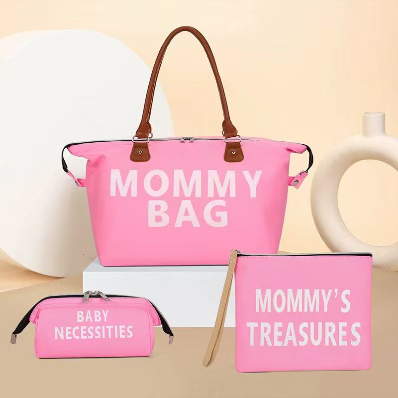 Mommy bag ins style hand to enhance the sense of cross-border travel three-piece set large capacity dry and wet separation shoulder handbag