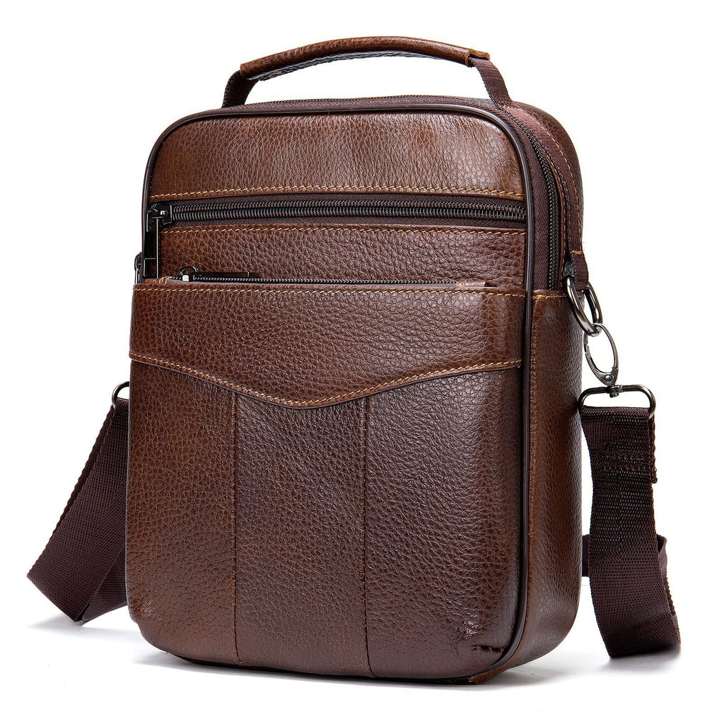 Foreign trade shoulder bag men's genuine leather messenger bag first layer cowhide casual small bag business bag vertical bag trendy