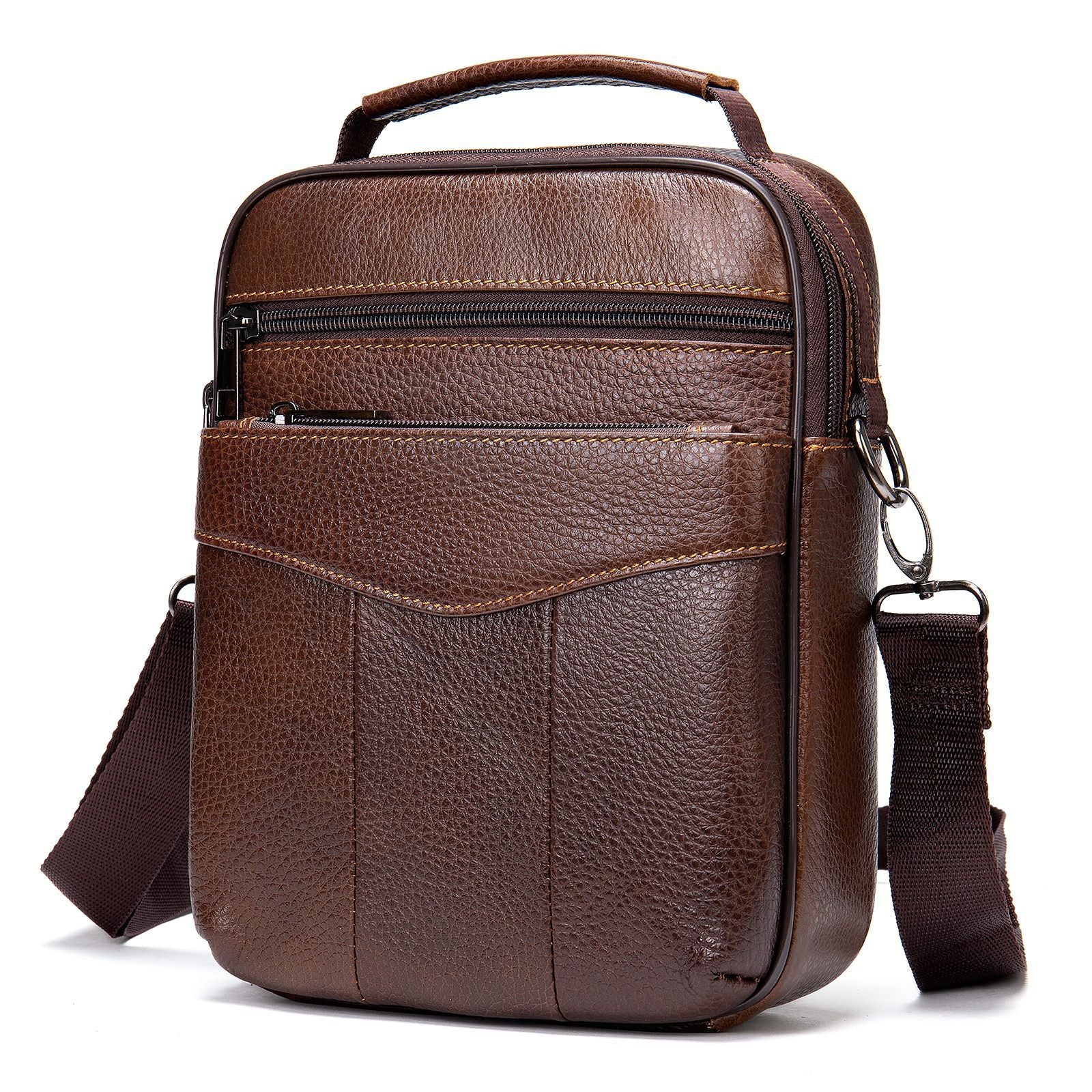 Foreign trade shoulder bag men's genuine leather messenger bag first layer cowhide casual small bag business bag vertical bag trendy