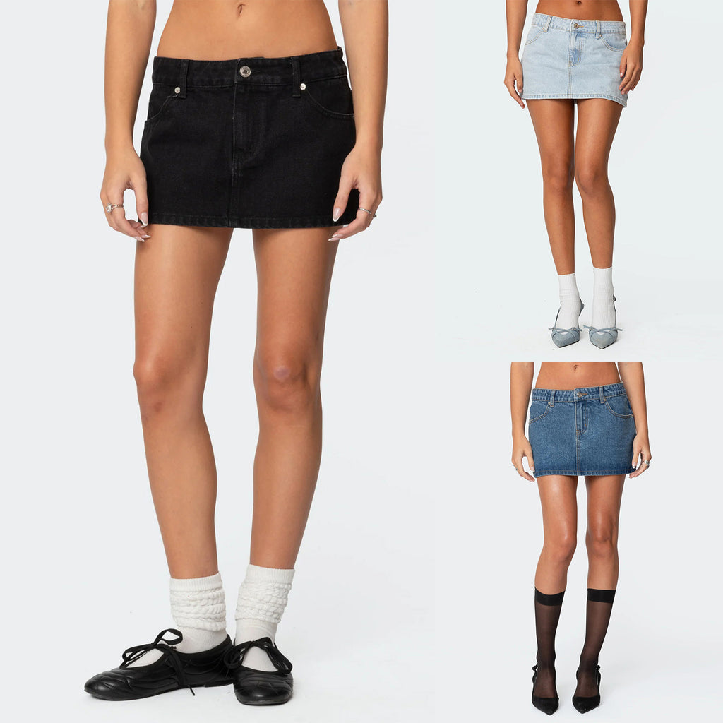 European and American cross-border women's denim skirt French casual loose hot girl sexy denim hip skirt