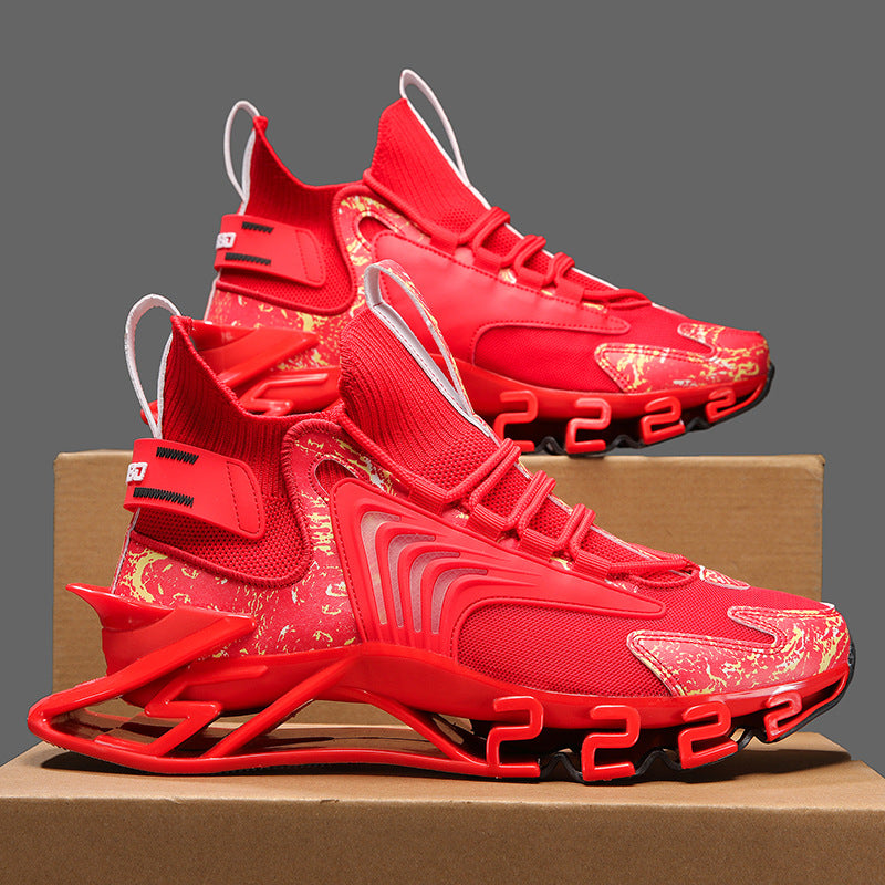 Sports men's black autumn and winter running shoes ultra-light shock-absorbing running mesh shoes casual autumn blade sports trendy shoes