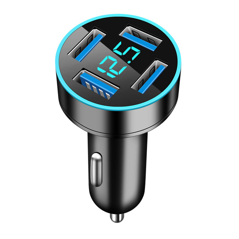 New digital display car charger 4USB 66W fast charging PD mobile phone charger one to four QC3.0 car charger