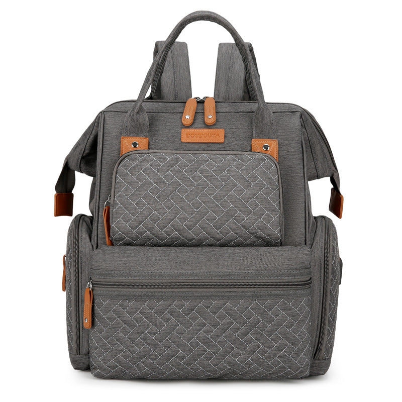 Cross-border multi-pocket mommy bag with diaper pad, high-quality outdoor travel multi-functional mother and baby bag, fashionable mommy bag