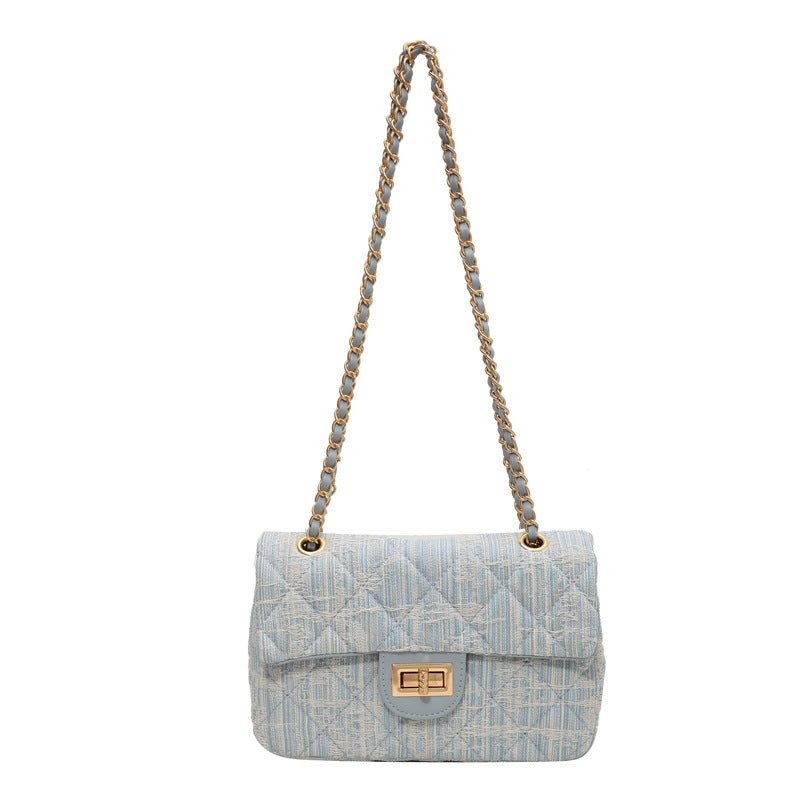 Denim bag women's niche design new fashion diamond chain bag versatile casual shoulder messenger bag