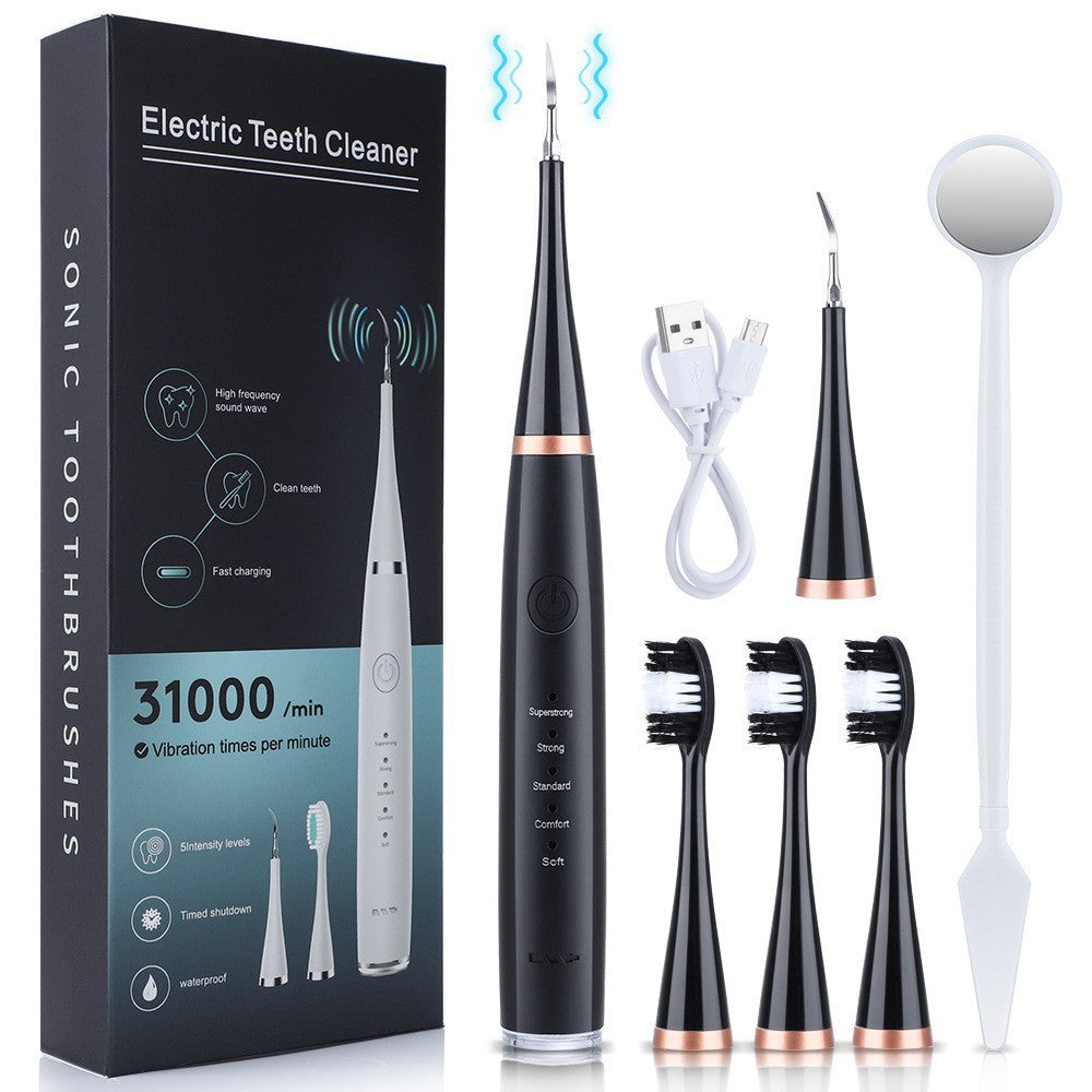 Cross-border 5-speed high-frequency vibration tooth cleaner USB electric toothbrush tooth cleaner to remove stains and calculus set tooth cleaner