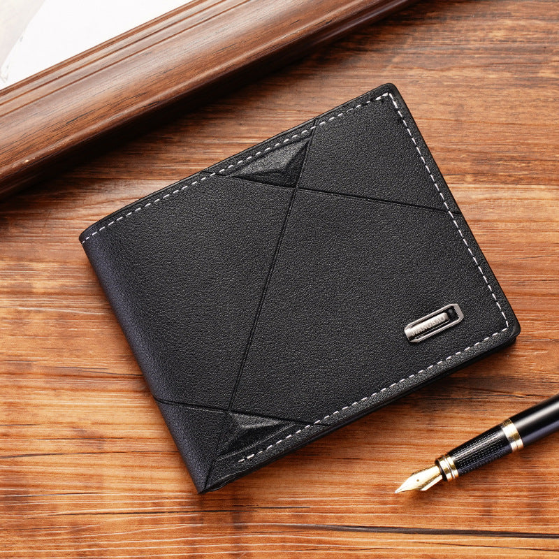 New men's wallet men's short multi-card slots fashion casual wallet men's youth thin tri-fold horizontal soft wallet
