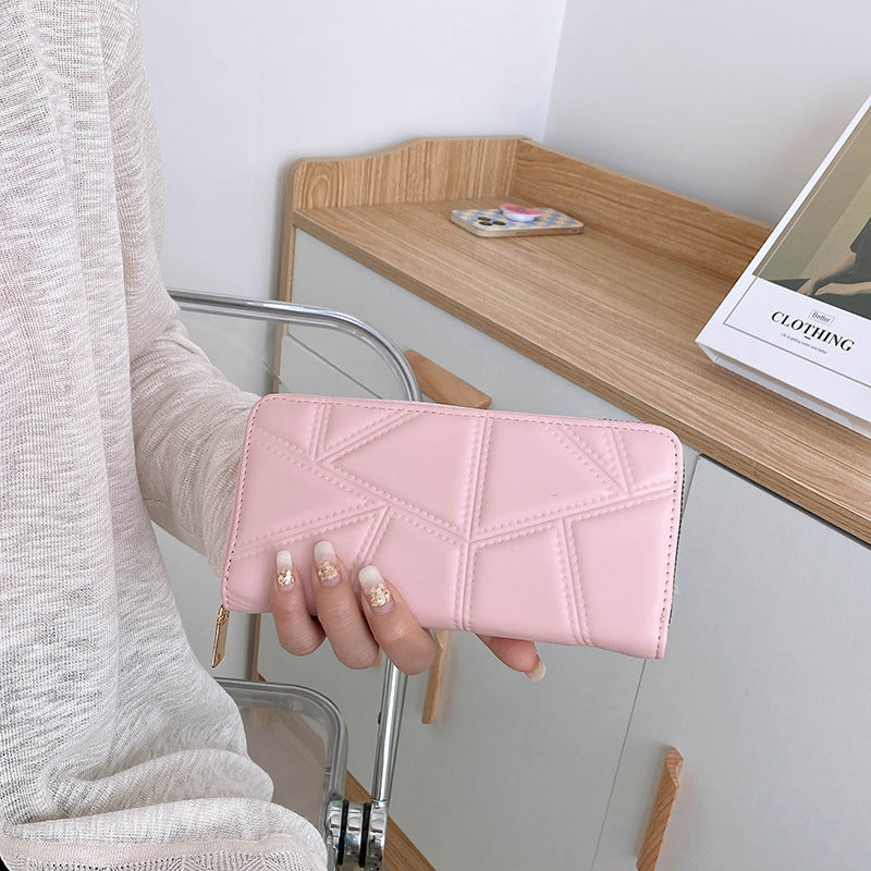 New women's wallet medium and long zipper clutch fashionable foreign trade PU leather pressed money clip coin purse trend