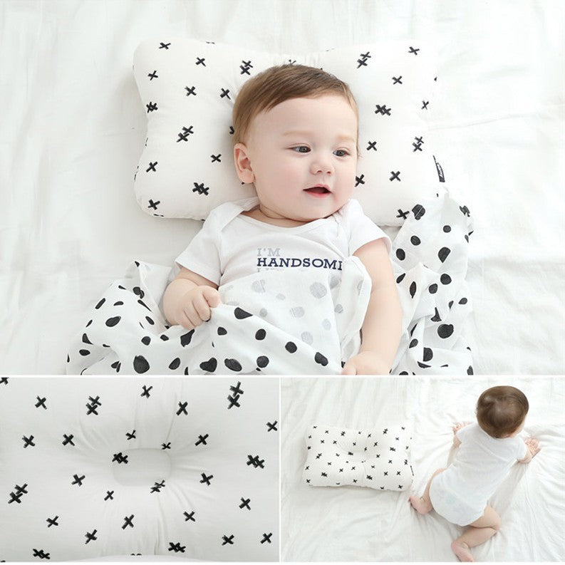 Touch bean function baby pillow pure cotton shaping pillow 20-year-old newborn anti-bias head correction baby pillow A13