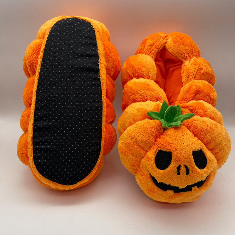 Spot cross-border hot product Halloween Pumpkin Slippers pumpkin plush slippers