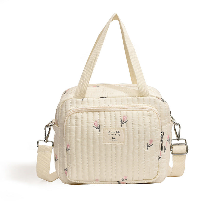 New style pure cotton embroidery mommy bag for mom to go out fashionable small fresh mommy bag outdoor travel ladies tote bag