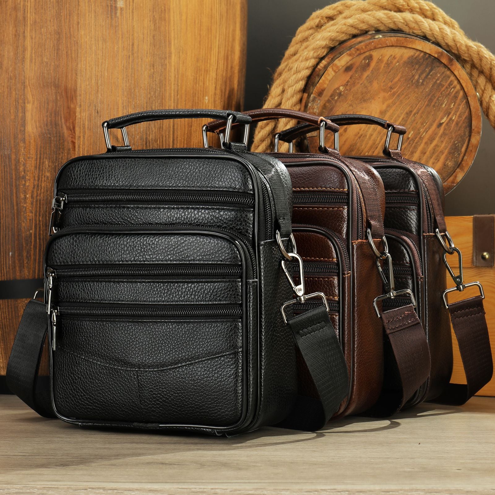 Foreign trade shoulder bag men's genuine leather messenger bag first layer cowhide casual small bag business bag vertical bag trendy