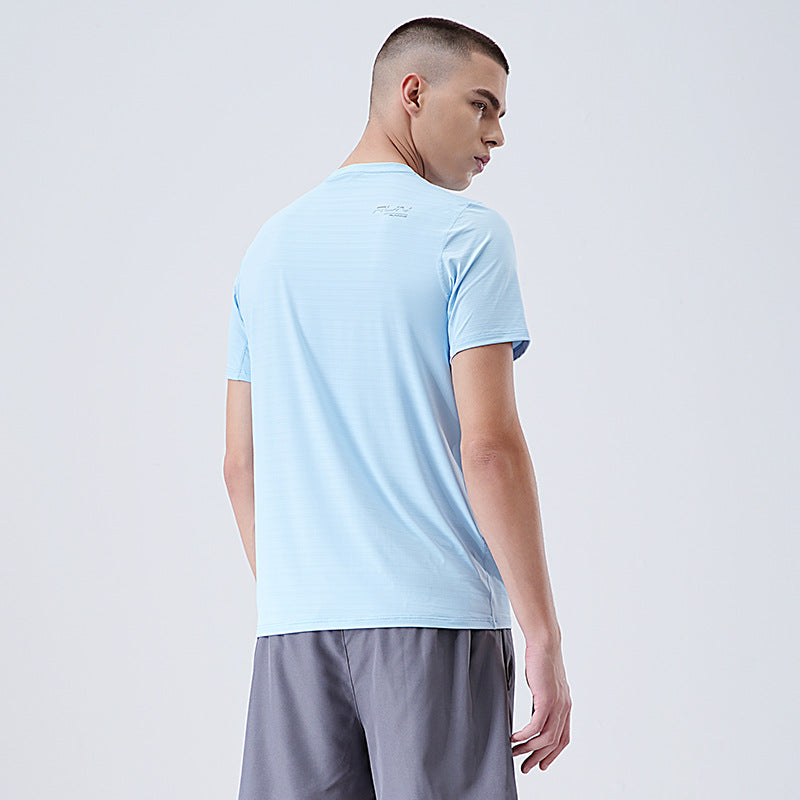 Cool short-sleeved T-shirt men's 2025 summer new outdoor lightweight comfortable sports round neck fitness running tops