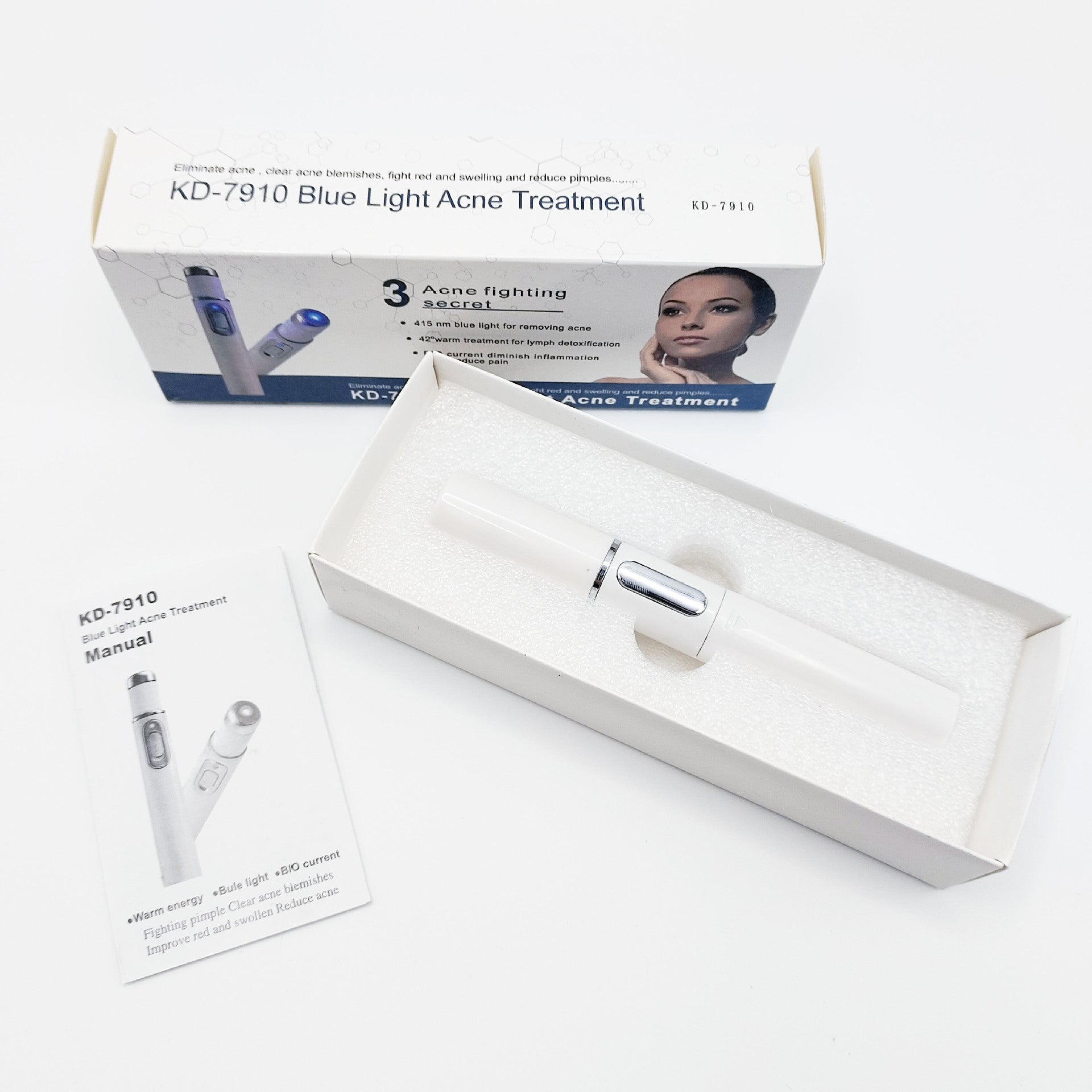 Blue light acne pen KD-7910 eye massager eye bags dark circles eye massage stick beauty eye instrument blue light acne removal