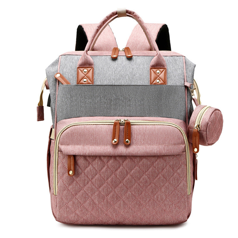 Mommy bag mother and baby bag baby folding bed bag large capacity lightweight mommy bag portable Korean ins backpack