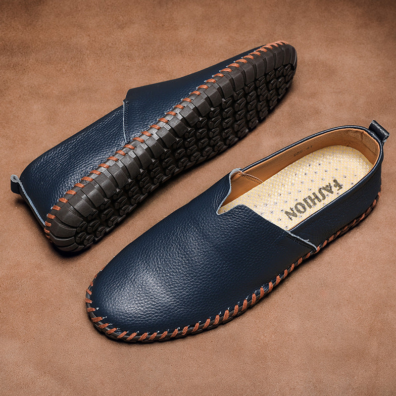 Cross-border hot-selling large-size men's casual shoes, slip-on top layer cowhide slip-on shoes, leather shoes, sizes 48, 49, and 50