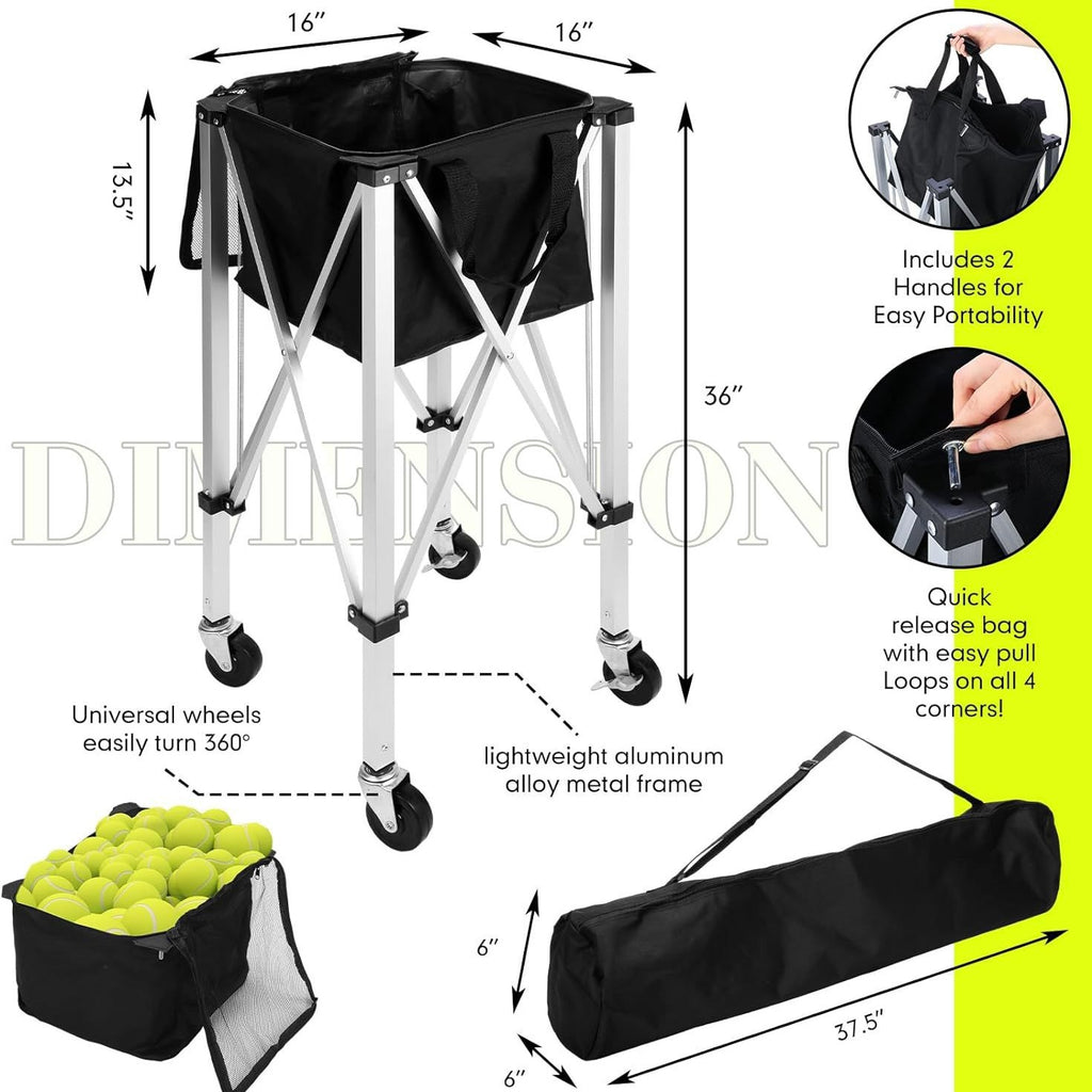 Folding tennis racket aluminum alloy tennis cart portable mobile coach car ball picking basket tennis packaging ball basket