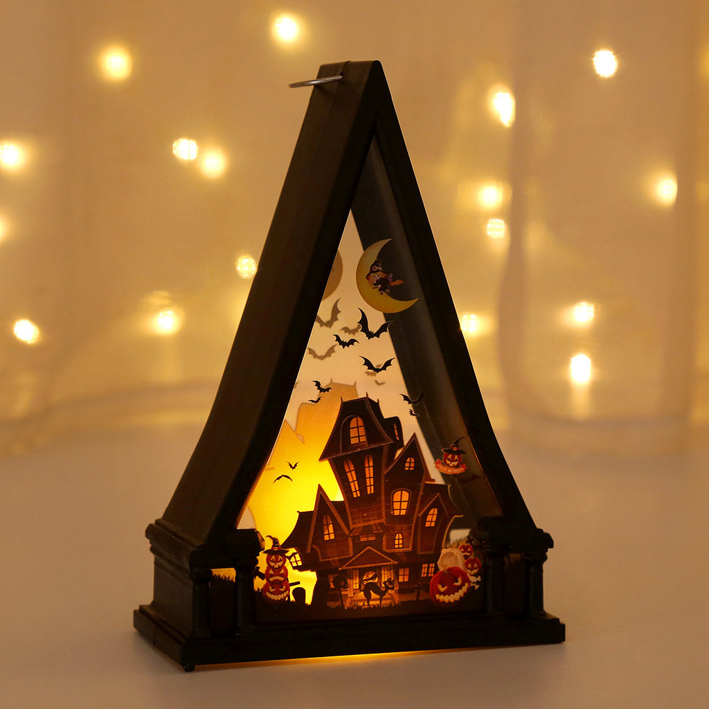 Halloween wind lantern candle holder Ghost Festival horror decoration props LED electronic candle lamp pumpkin lamp skull ornaments