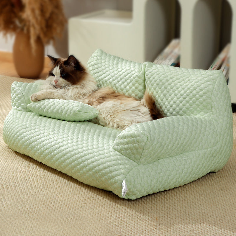 Pet sofa wholesale four seasons universal detachable and washable cat bed dog kennel waterproof breathable ice silk pet supplies cat bed